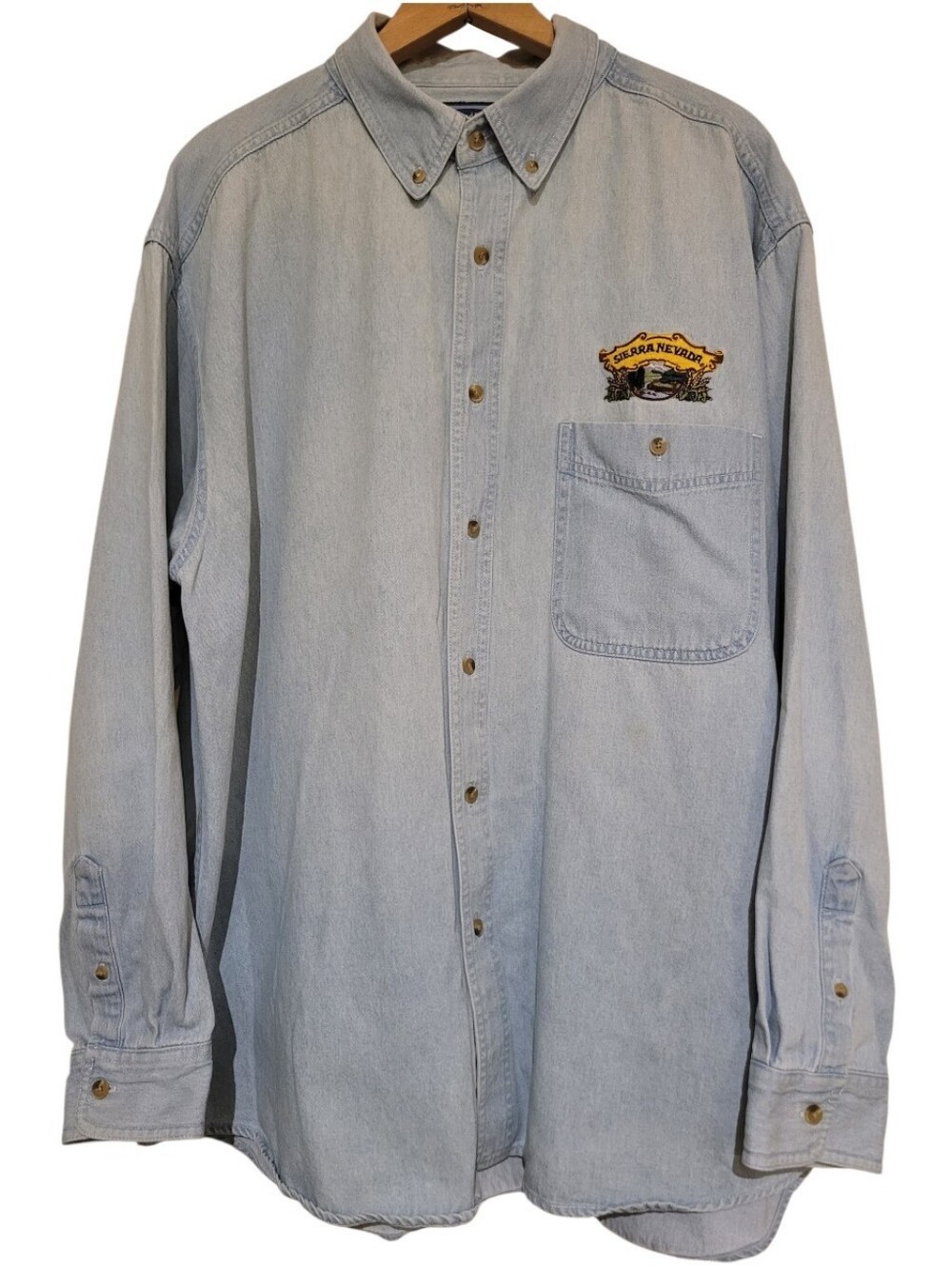VTG Reel Good Denim by All Sport Embroidered Sierra Nevada Denim Mens Shirt XL